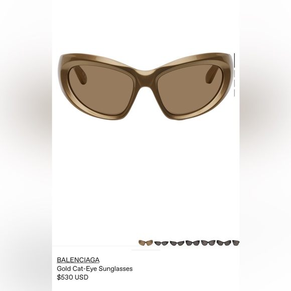 BALENCIAGA gold cat eye sunglasses. Brand new with authenticity card - Picture 7 of 7
